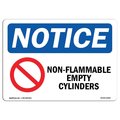 Signmission OSHA Notice Sign, 10" H, 14" W, Aluminum, Non-Flammable Empty Cylinders Sign With Symbol, Landscape OS-NS-A-1014-L-15062